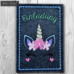 Stickdatei ITH - Postkarte Dreaming Unicorn Einladung